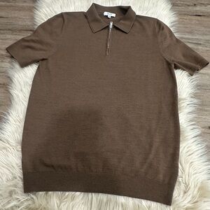 Reiss Chocolate Brown Zip Polo